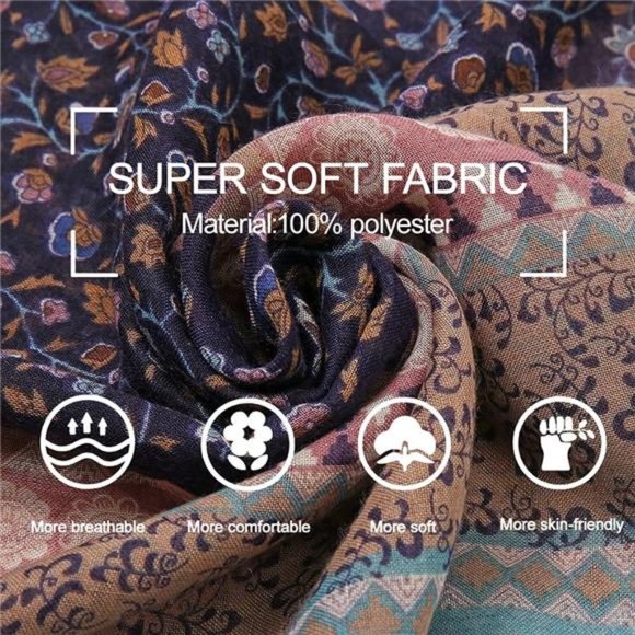 Boho Scarf for Women Floral 10 - Picture 2 of 5